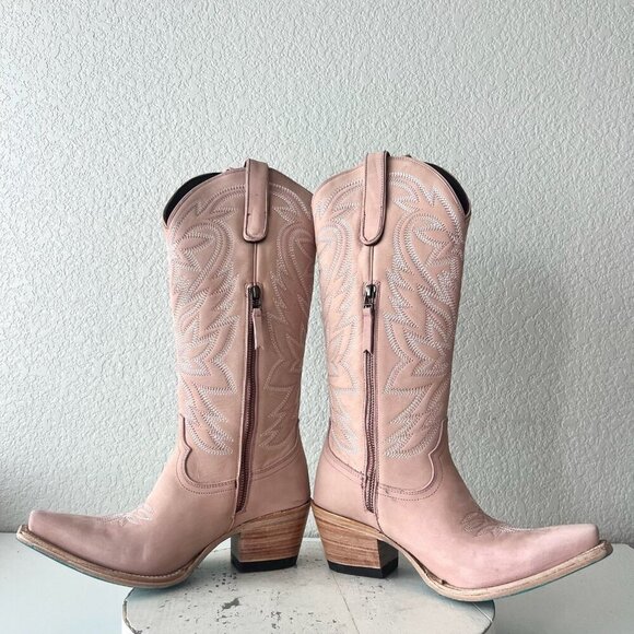 Lane SMOKESHOW Womens Cowboy Boots 8.5 Pink Leather Western Cowgirl Mid Calf - Picture 7 of 13